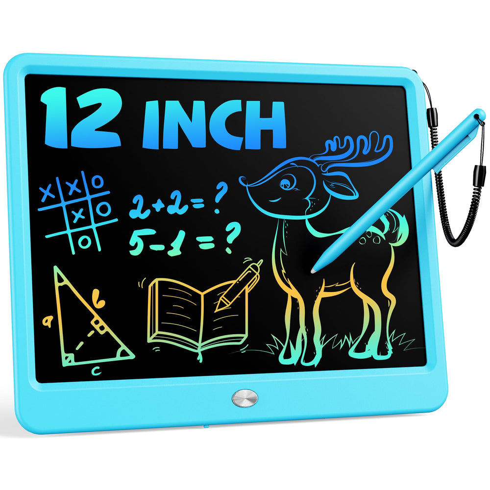 Bravokids 12-inch LCD writing tablet with color screen for immersive drawing and learning.