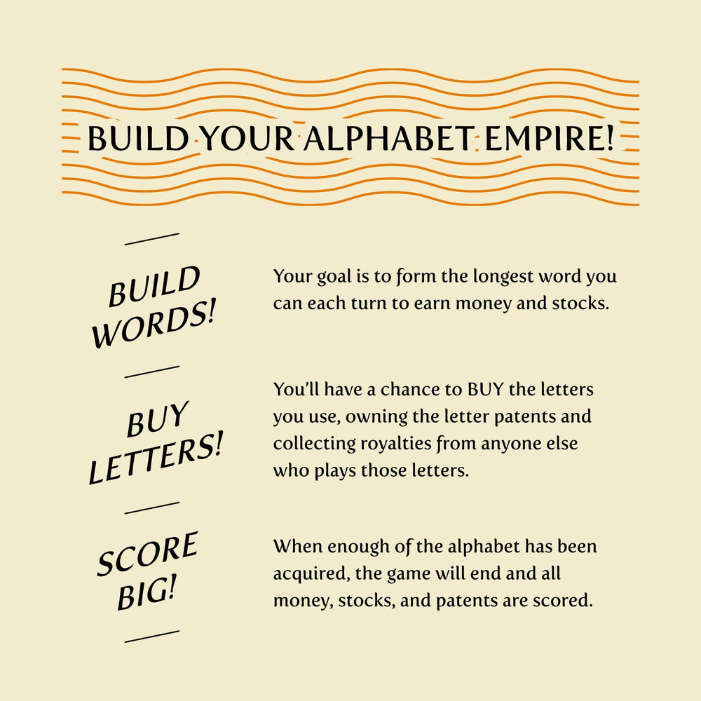 Breaking Games Letter Tycoon patent cards and royalties components.