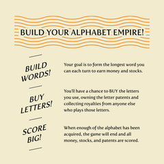 Breaking Games Letter Tycoon patent cards and royalties components.