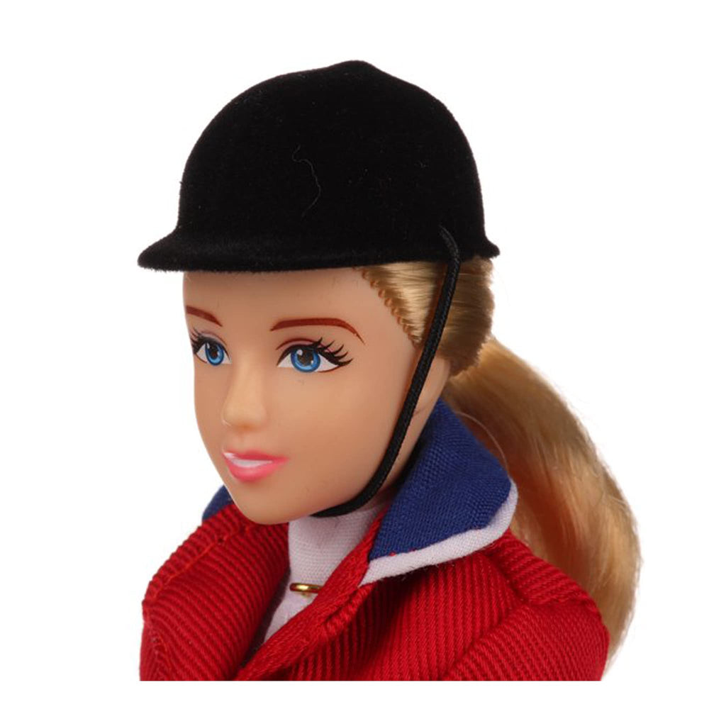 Breyer Brenda doll in black velvet hunt cap for authentic riding poses