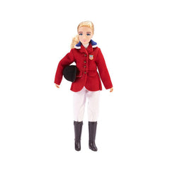 Breyer Brenda doll in scarlet coat with crest for realistic show jumping play