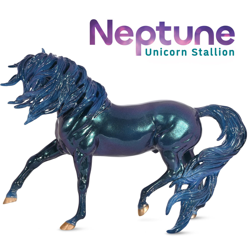 Breyer Neptune coat shows camouflaged hues of purple, green and blue