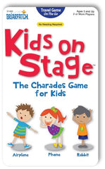 Briarpatch Kids on Stage travel tin open with 100 cards for quick acting games.