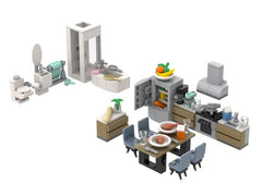Brick Loot kitchen and bath set pieces for immersive play and home display.