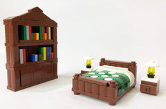 Brick Loot bookshelf piece helps organize mini figures and props in displays.