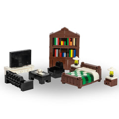 Brick Loot mini furniture sofa for LEGO figures enhances realistic city scenes.