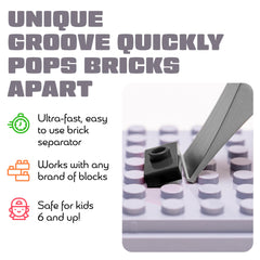 Grooved removal design slips under bricks with ease