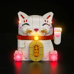BrickBling LED light kit installed in Lucky Cat 40813 for a vivid display.