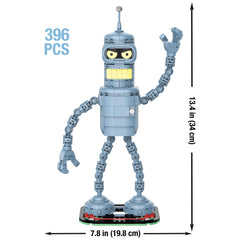 Brickcraft Futurama Bender gold chain accessory adds authentic flair.