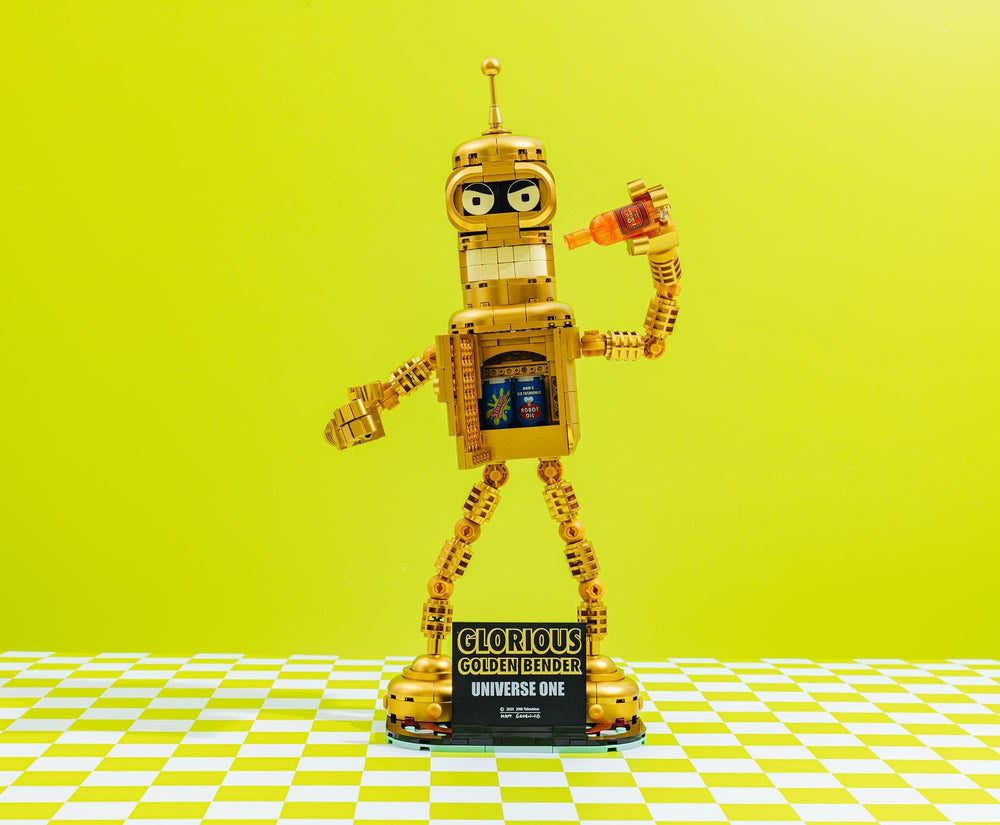 Brickcraft Futurama Gold Bender limb digits emphasize poseability.