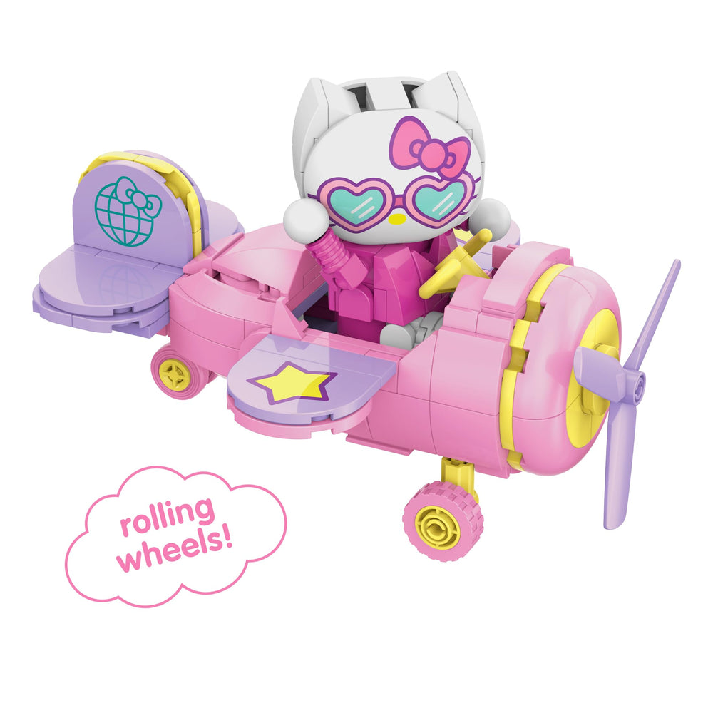 Brickcraft Hello Kitty airplane pink bricks ready for building