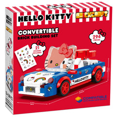 Brickcraft Hello Kitty convertible bricks closeup showing varied colors for creative builds.
