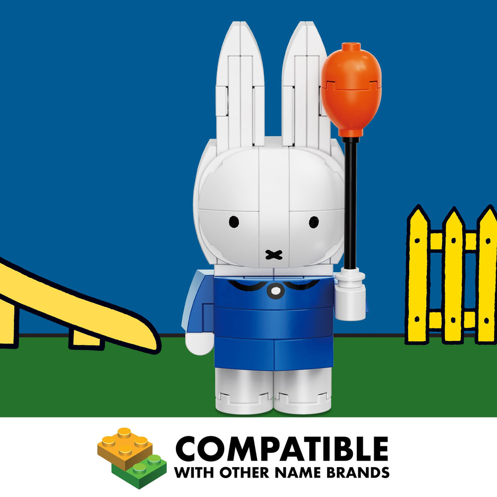 Brickcraft Miffy with Balloon on display brightens a desk with nostalgic charm