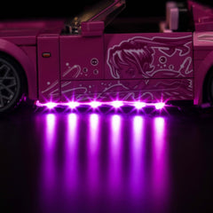 Brickshining LED lighting for Speed Champions S2000 cockpit illuminates interior realism.
