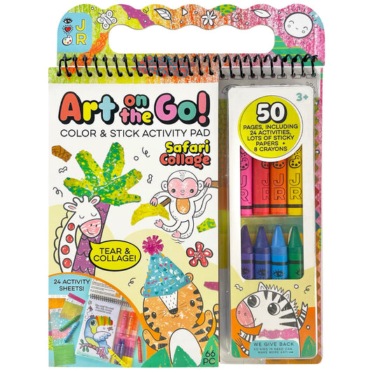 Bright Stripes Art on the Go cover featuring jungle collage kit for travel fun