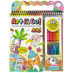 Bright Stripes Art on the Go cover featuring jungle collage kit for travel fun