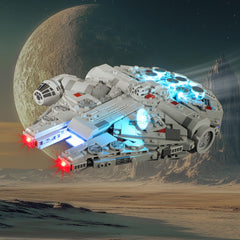 BRIKSMAX 2.0 light kit for Lego Millennium Falcon lights the display with vibrant color.