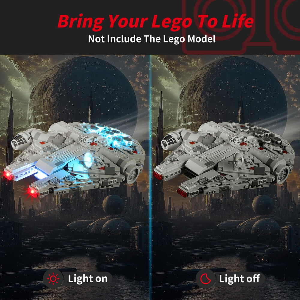 BRIKSMAX 2.0 light kit for Lego Millennium Falcon keeps cables tidy.