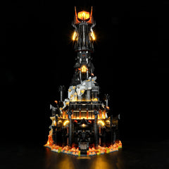BRIKSMAX Barad-dûr light kit front view enhances display details.