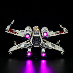 BRIKSMAX LED lighting kit for 75355 X-Wing cockpit glow highlights cockpit detail.