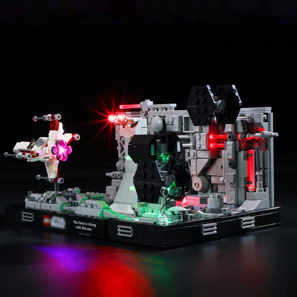 BRIKSMAX light for Death Star trench run diorama side view adds depth and glow