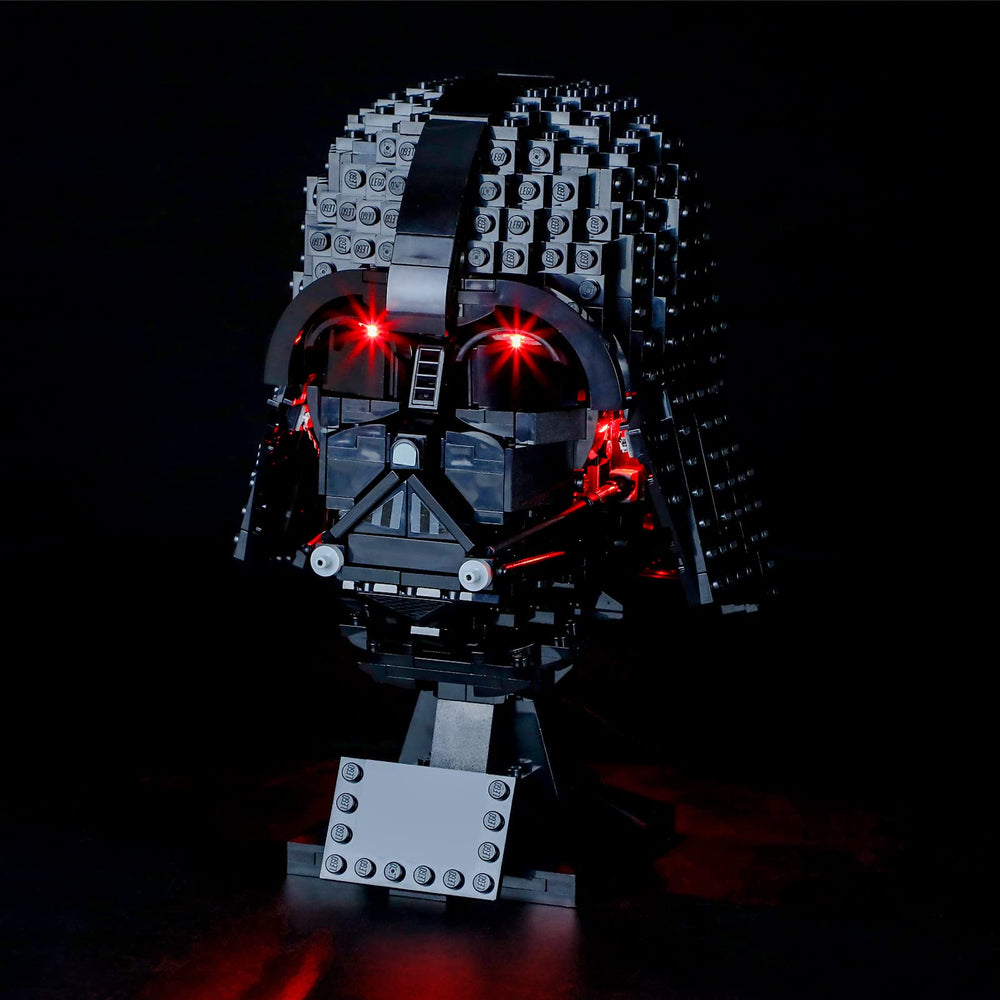 BRIKSMAX LED dot lights illuminate Darth Vader Helmet 75304 for a dramatic display