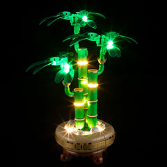 BRIKSMAX Lucky Bamboo light kit LED enhances LEGO 10344 display with vibrant illumination.