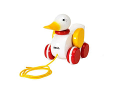 BRIO Pull Along Duck solid beech wood body ensures durable, safe play.
