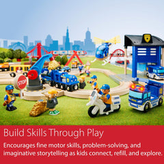 BRIO World in-action with trains passing at the station.