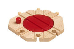 BRIO World 33361 mechanical turntable button rotates to redirect trains for creative play.