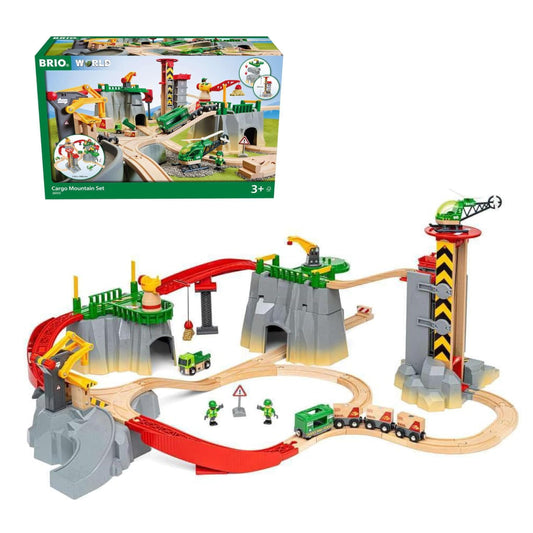 BRIO World Cargo Mountain Set crane β durable FSC wood fuels imaginative play.