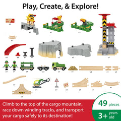 BRIO World Cargo Mountain Set helicopter – adds multi-level action and storytelling.