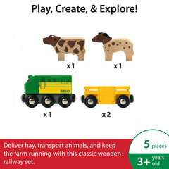 BRIO World Farm Train Set livestock car 2 boosts role-play scenarios