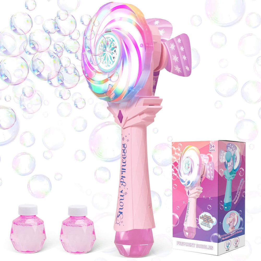 Britik Windmill Bubble Wand pink front view for outdoor fun