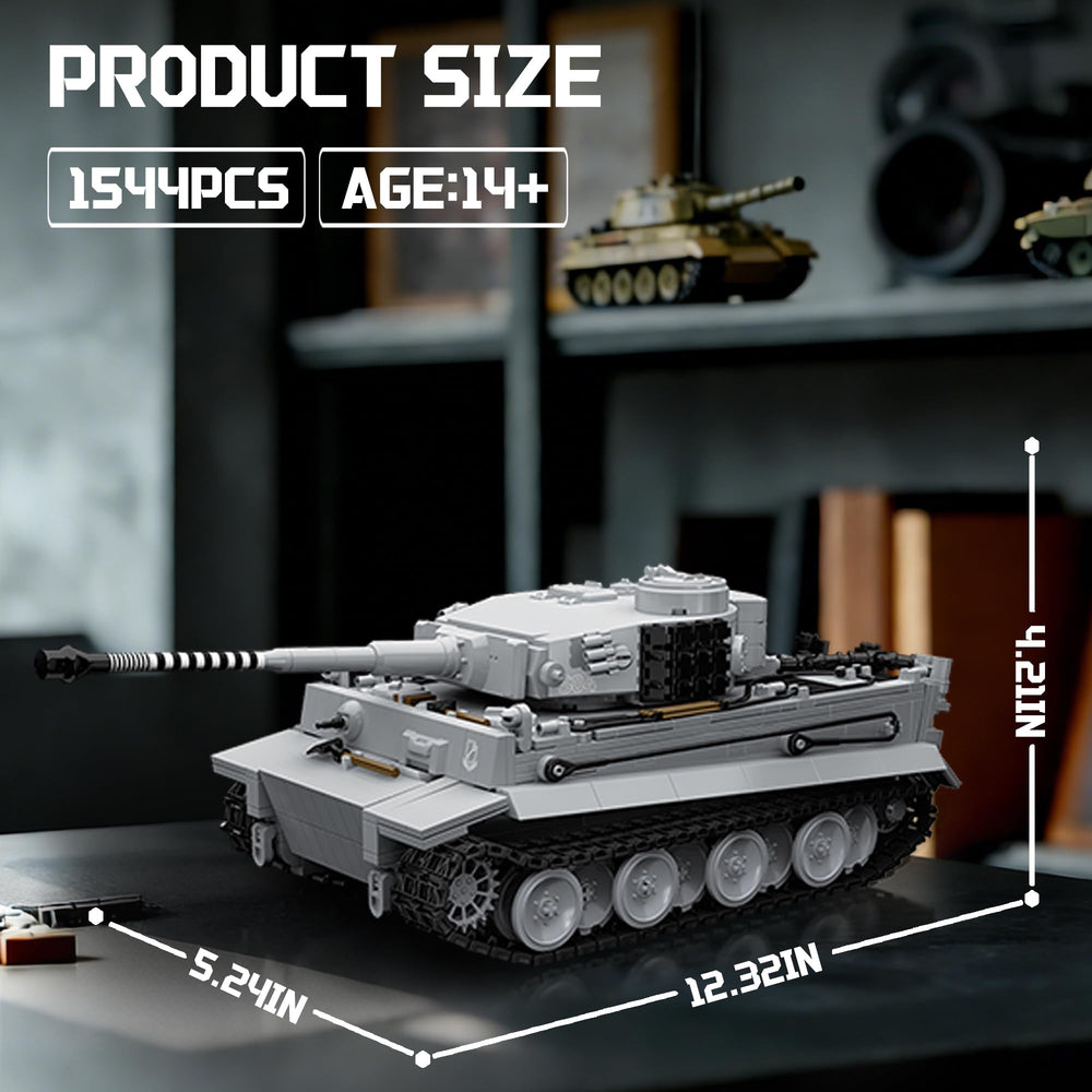 BrixVibe Tiger Heavy Tank S04 rolling treads capture motion-ready realism for fans.