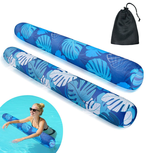 Brmoka 2-pack inflatable pool noodles with fabric cover offering jumbo buoyancy for family pools.