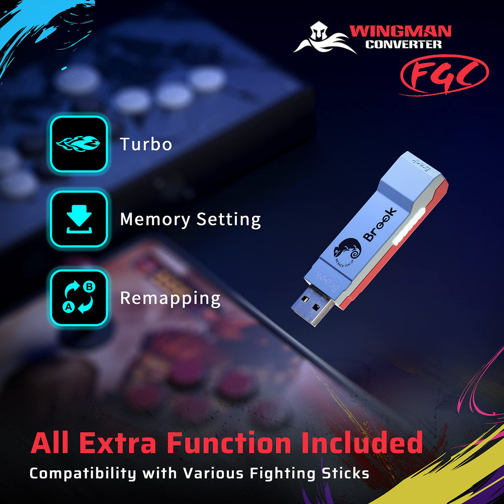Brook Wingman FGC compatibility with over 60 sticks expands your fighting game options.