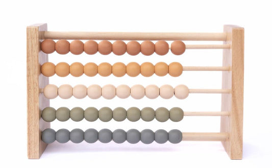 Brooklyn Neutral Boho Abacus beads-counting close-up promotes early numeracy and fine motor play