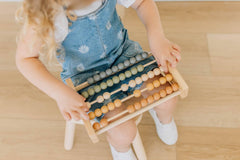 Brooklyn Neutral Boho Abacus playroom-decor shows modern math-themed decor for teaching moments