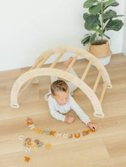 Brooklyn Neutral durable silicone letters withstand rough toddler play.