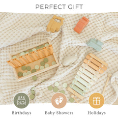 Brooklyn Neutral Xylophone boho-inspired design enhances kid-friendly spaces.