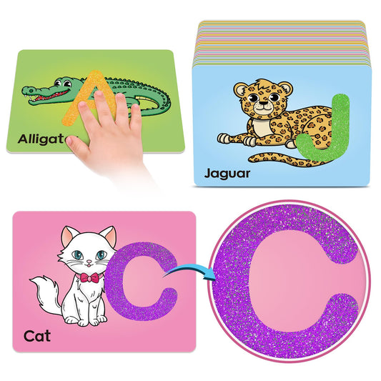 Broytain sandpaper letters card A with animal illustration for tactile alphabet learning