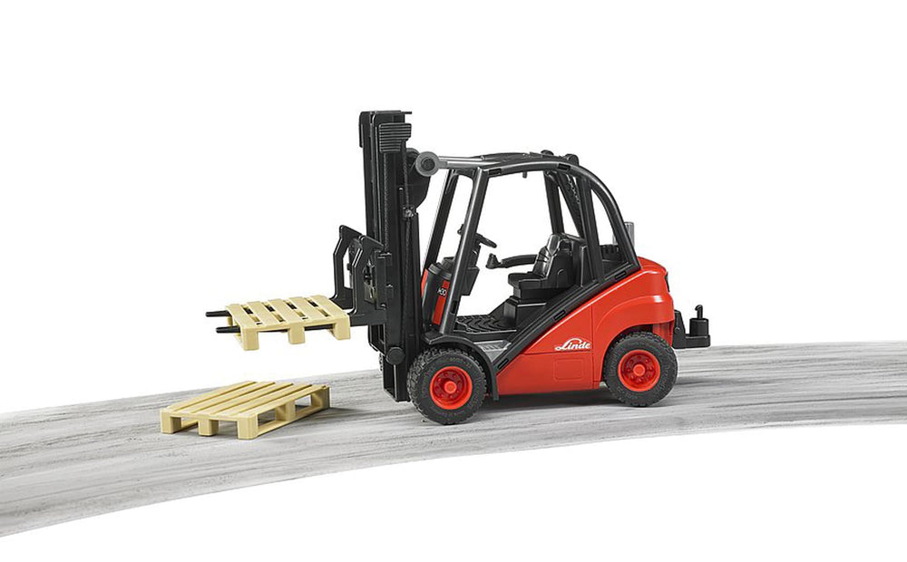 Bruder 02511 Linde H30D adjustable forks and pallets support versatile play setups