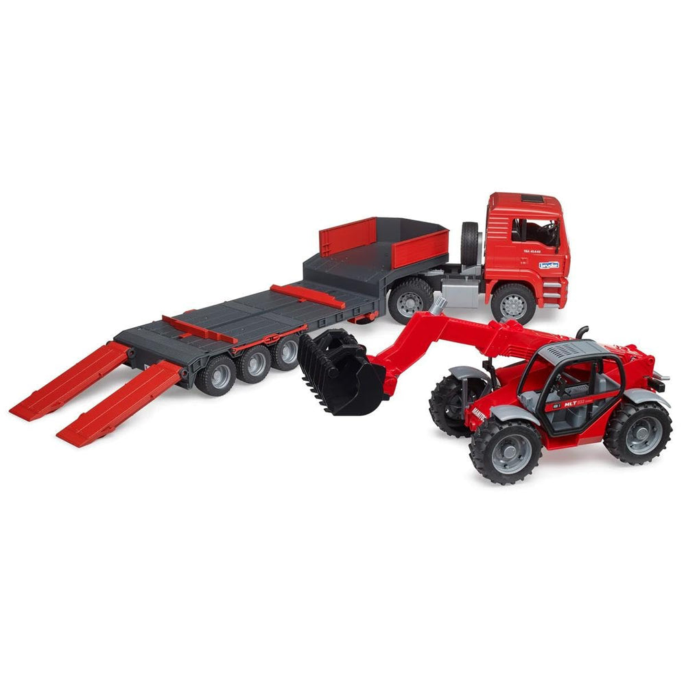 Bruder 02774 detachable shovel supports versatile task setups on site simulations