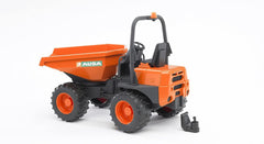Bruder Ausa Minidumper tipping trough action enables realistic dumping play.