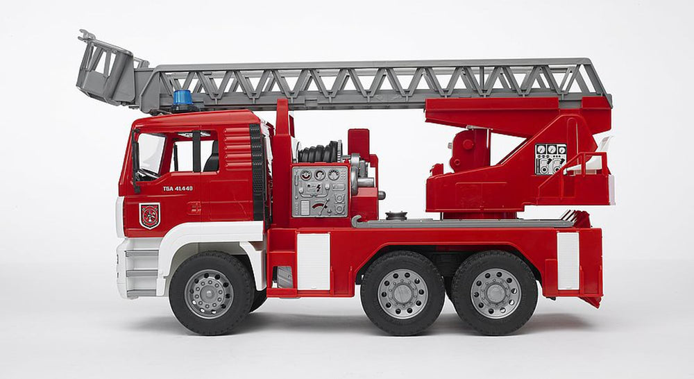 Bruder MAN Fire Engine crane extendable enables reach to simulate heavy lifting