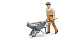 Bruder municipal worker figure in dungarees and cap for imaginative construction site play.