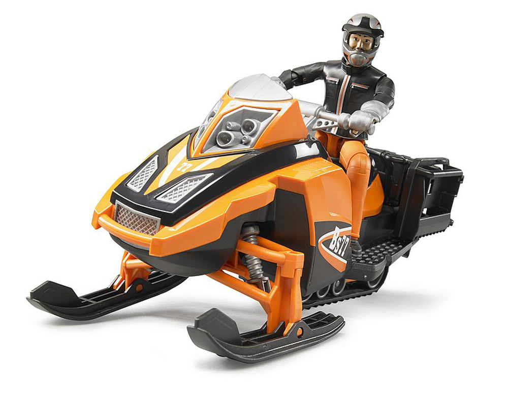 Oscillating front axle with skiers for realistic terrain handling on Bruder model.