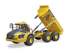 Bruder Volvo A60H Hauler rear tipping trough demonstrates dumping action for pretend sites