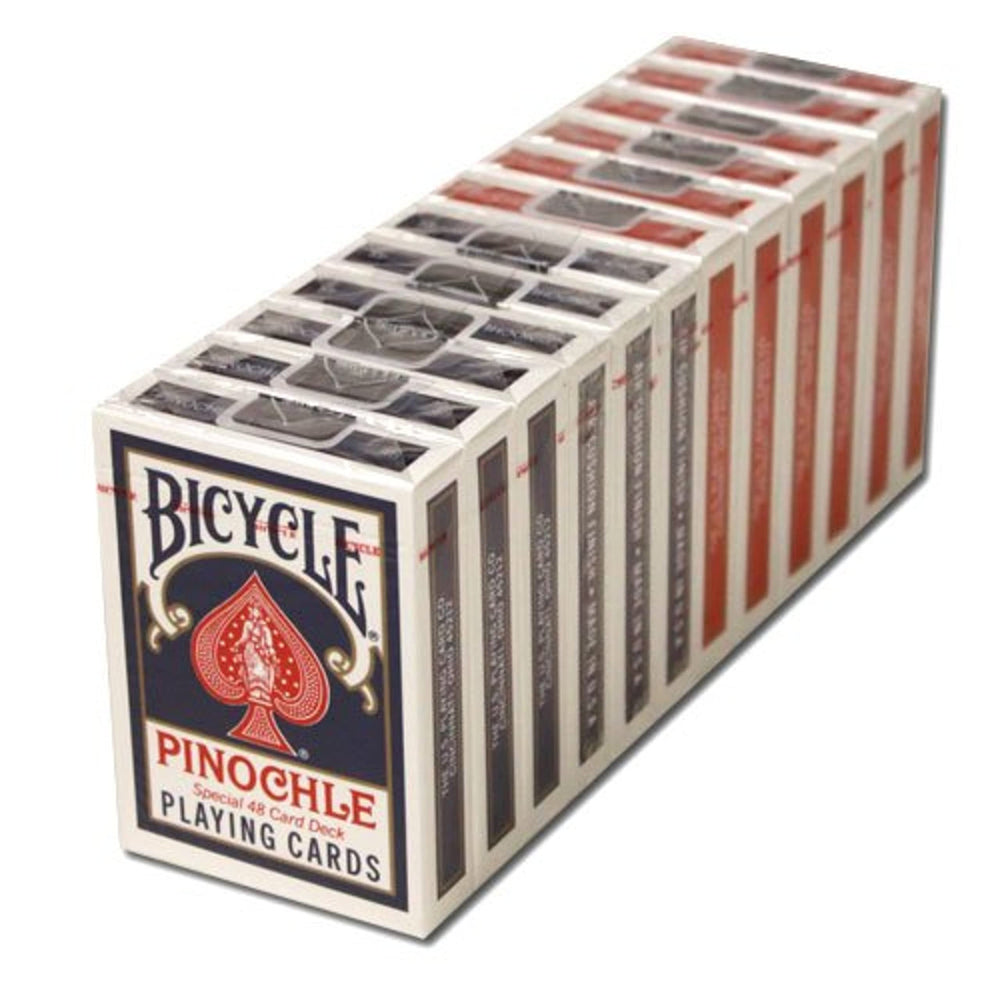 Brybelly Bicycle Pinochle 12-deck box set on display, ideal for family game night.
